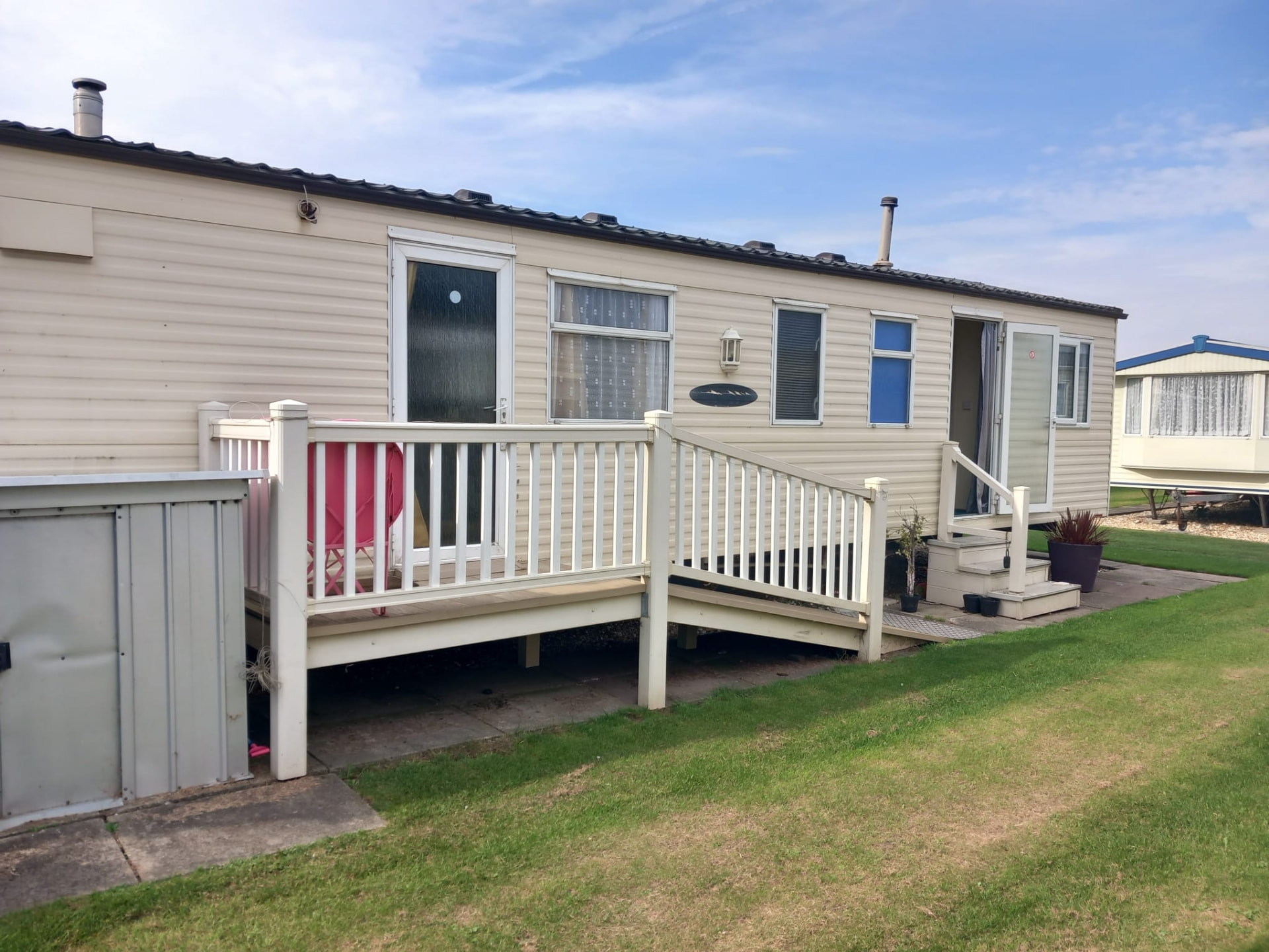 Holiday caravan at Happy Days Beachfield, Chapel St Leonards